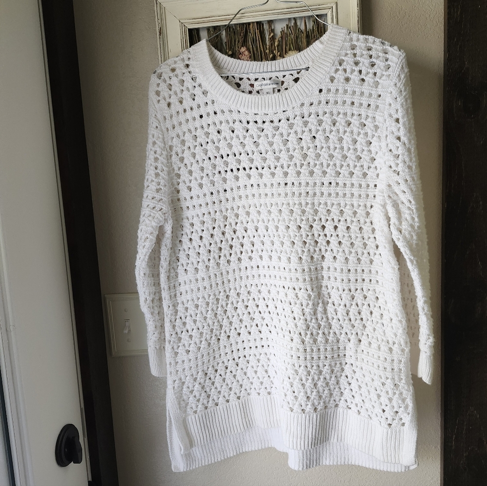 White Open-Knit Women's Sweater